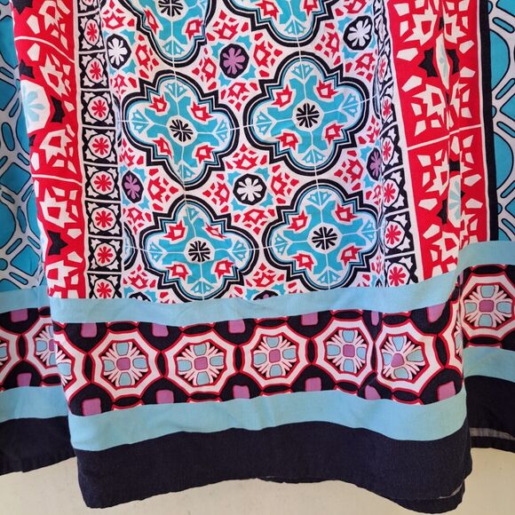 Womens Tunic Top Plus Size 2X  Medallion Tile Crochet Trim Boho Cottage Peasant - Picture 11 of 16